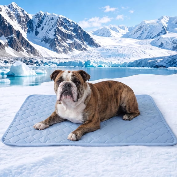 RLESO Dog Cooling Mat, 28 X 40 in No-Gel Cooling Pad for Medium Dogs, Cool Touch Nylon Pet Mat, Washable Summer Dog Mat for Crate, Bed, Floor, Sofa, Car, Blue