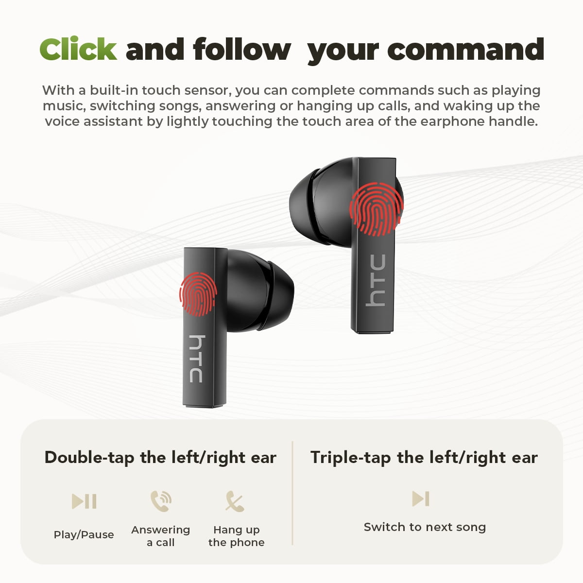 HTC NE40 Bluetooth Translation Earbuds with LCD Screen Translation Earbuds Real Time for 134 Languages Translator Headphones