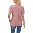 thumbnail image 2 of Frontwalk Women T-shirt Fashion Embroidery T Shirt Short Sleeve Summer Tops Ladies Bohemian Tunic Leisure Tee Leather Powder L, 2 of 3