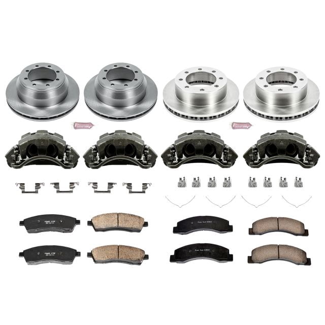 PowerStop Front and Rear Stock Replacement Brake Pad and Rotor Kit with Calipers Fits: FORD Select Models KCOE1886