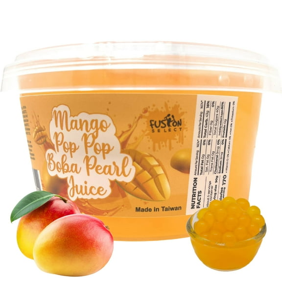Mango Boba Bursting Boba Popping Boba Pearls For Fruit Tea Bubble Tea, Boba Tea, Dessert Toppings 450 Gram