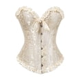 thumbnail image 4 of Qarigey Corsé de mujer Overbust Bustier Strapless Shapewear Ropa interior Ropa interior albaricoque L, 4 of 8