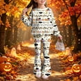 thumbnail image 3 of Grblisyd Girl Halloween Clothes Set Funny Graphic Long Sleeve T-Shirts Crew Neck Pullover Tops and Flare Pants Outfit Set, 3 of 6