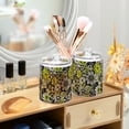 thumbnail image 3 of Yayeee 2 Pack Qtip Holder Bathroom Cotton Swab Canister with Lid Clear Dispenser Set, Beige Flower Pattern, 3 of 6