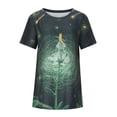 thumbnail image 3 of Pompotops Mode Femmes Été Col Rond Manches Courtes Imprimé Casual T-shirt Blouse, 3 of 7
