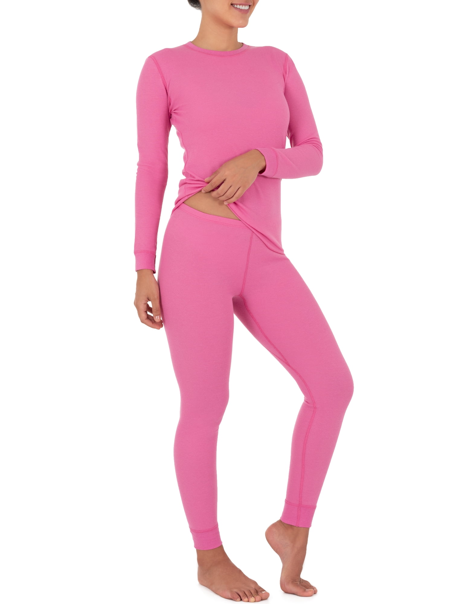 Fruit of the Loom Women's and Women's Plus Long Underwear 2-Piece Waffle  Top and Bottom Thermal Set 