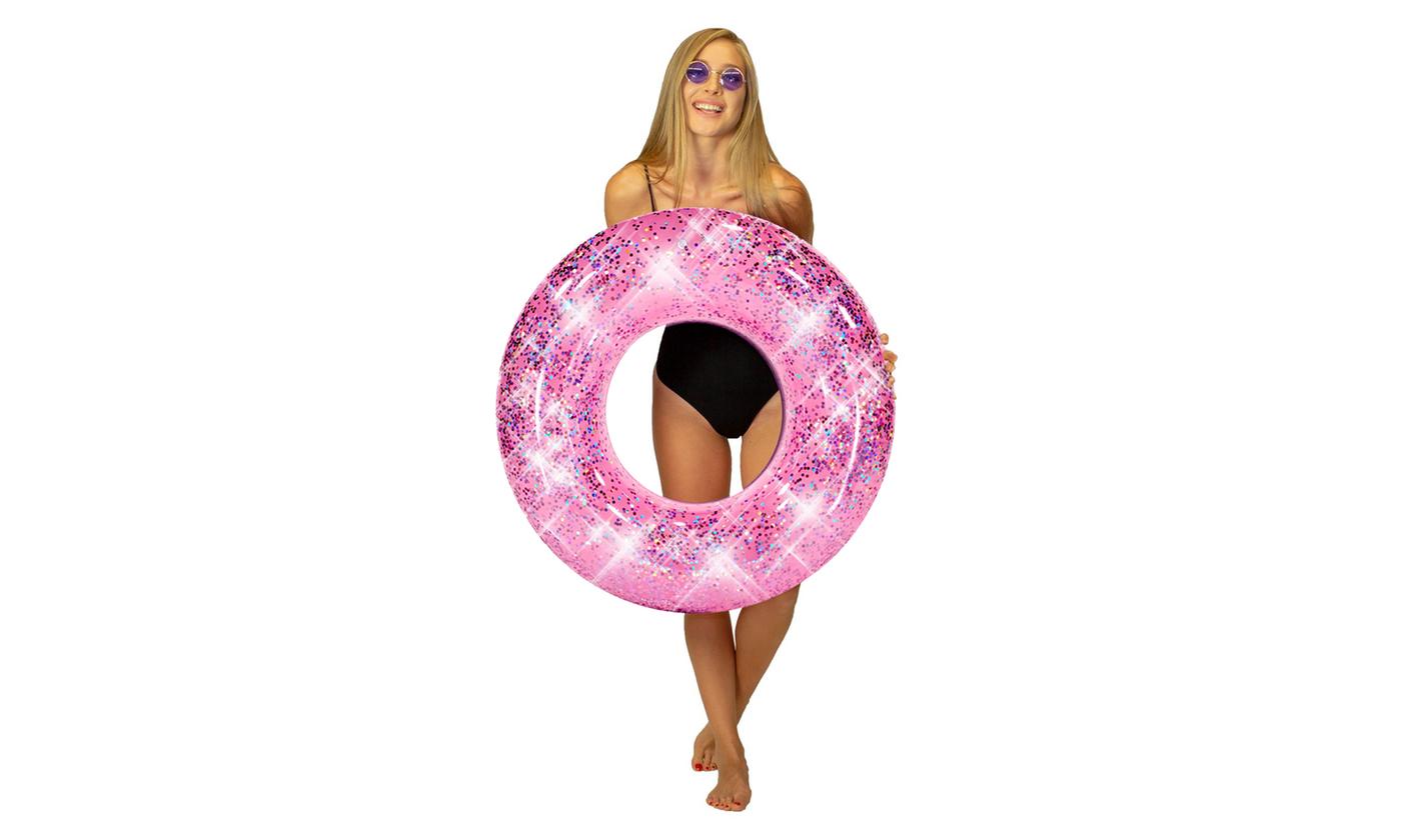 Pink Glitter Swim Ring - Large for The Pool Beach or Lake for Kids and Adults, 36 in - image 3 of 6