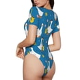 thumbnail image 2 of Gaeub Cartoon Goose Print Women's Short Sleeve One Piece Swimsuit Sexy High-Waisted Bodysuit Bathing Suit for Swimming, Beach, Sports-Large, 2 of 7