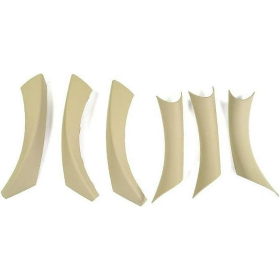 6Pcs/Set Carbon Fiber ABS Inner Interior Door Panel Pull Handle Cover for BMW E90 325i 328i 335i 330i 2006 2007 2008 2009 2010 2011 (Beige)