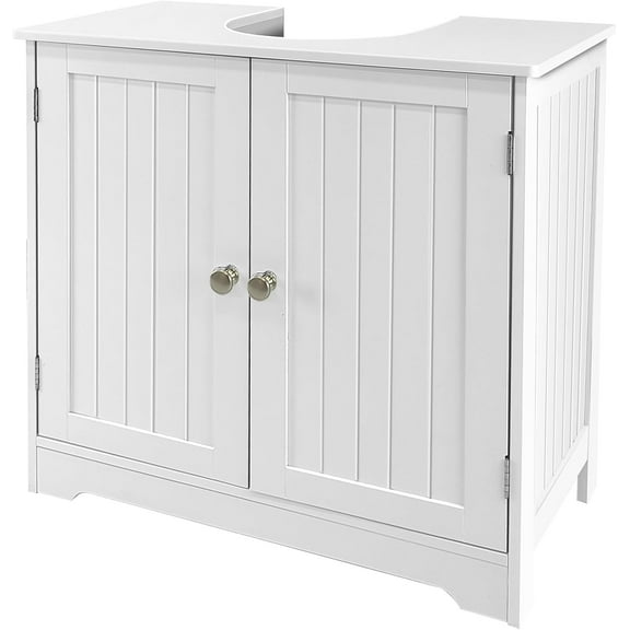 Jacgood Bathroom Vanity Under Sink Pedestal with 2 Doors, Bathroom Sink Cabinet with Adjustable Shelf, Sink Storage Cabinet, Under Sink Cabinet, White
