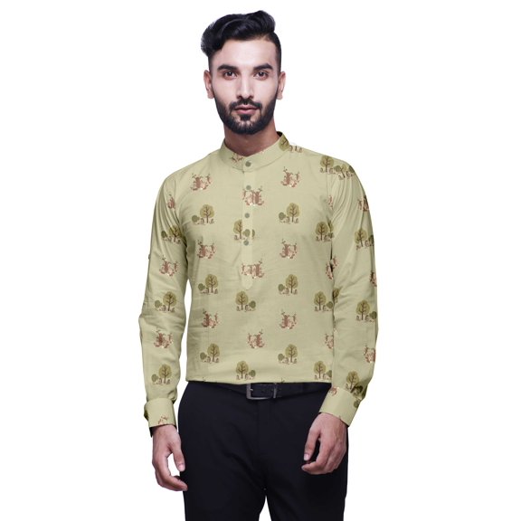 BESTMAN Printed Mens Short Kurta Indian Mandarin CollarÂ Shirts Casual Clothing