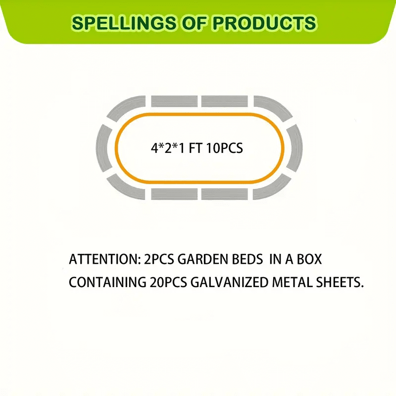 Set of 2, 4x2x1ft Outdoor Metal Raised Garden Bed Planter Box for Vegetables, Flowers, Herbs