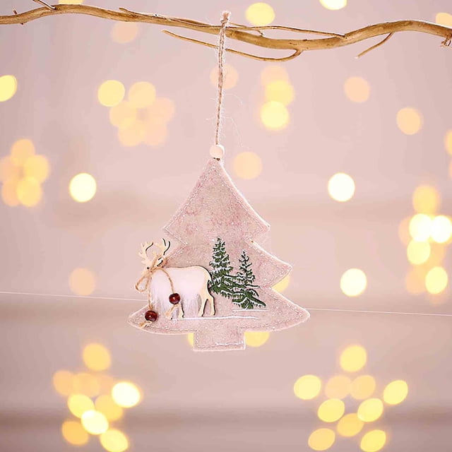 Hot6sl Ofertas y Liquidaciones Adornos Navideños Árbol de Navidad de Tela Pequeño Colgante de Madera Adornos Colgantes