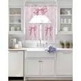 thumbnail image 3 of Pink Bow Swag Kitchen Curtains Sets for Windows 24 Inch Length, Cute Watercolor Girls Cartoon Luxury Short Window Curtain Panels Swags Valances and Tiers 3 Piece Set for Cafe/Dining Room, 3 of 5