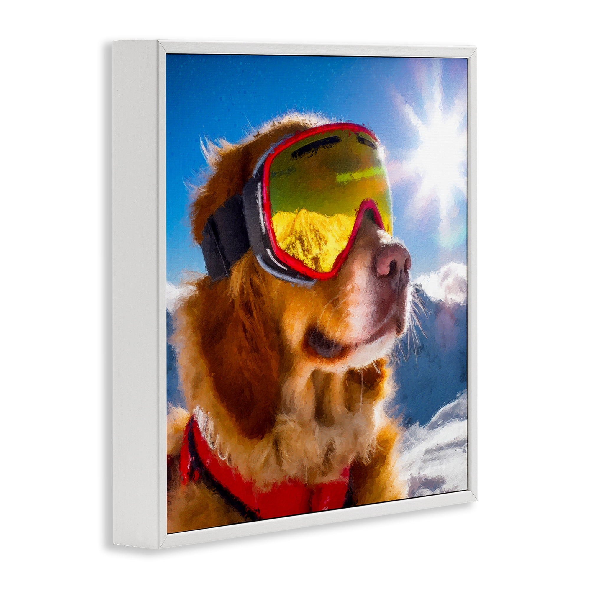 Stupell Industries Ski Goggles Retriever White Framed Giclee Art, design by Sean Parnell
