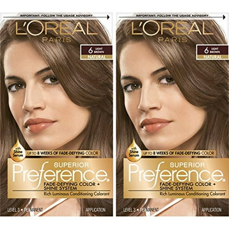L'Oreal Paris Superior Preference Fade-Defying + Shine Permanent Hair Color,  6 Light Brown, Pack of 2, Hair Dye | Walmart Canada