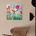 thumbnail image 4 of 10 Inch Wall Clock Battery Operated Silent Clock Decorative for Office, Kitchen, Outdoor, Living Room，Glass Painting Pink Tulips Creative, 4 of 4