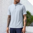thumbnail image 2 of Men's UPF 50+ Sun Protection Henley Shirts Summer Beach Shirt Short Sleeve Tshirt Fitted T-Shirt Basic Tees Work T Shirt Blue M, 2 of 8