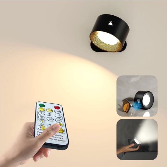 Fnyoxu Led Wall Sconces, Wall Lamps With Battery Operated , Wall Mounted Cordless Lights With 3 Color Temperature&3 Brightness, 360° Magnetic Ball, USB Charging Port