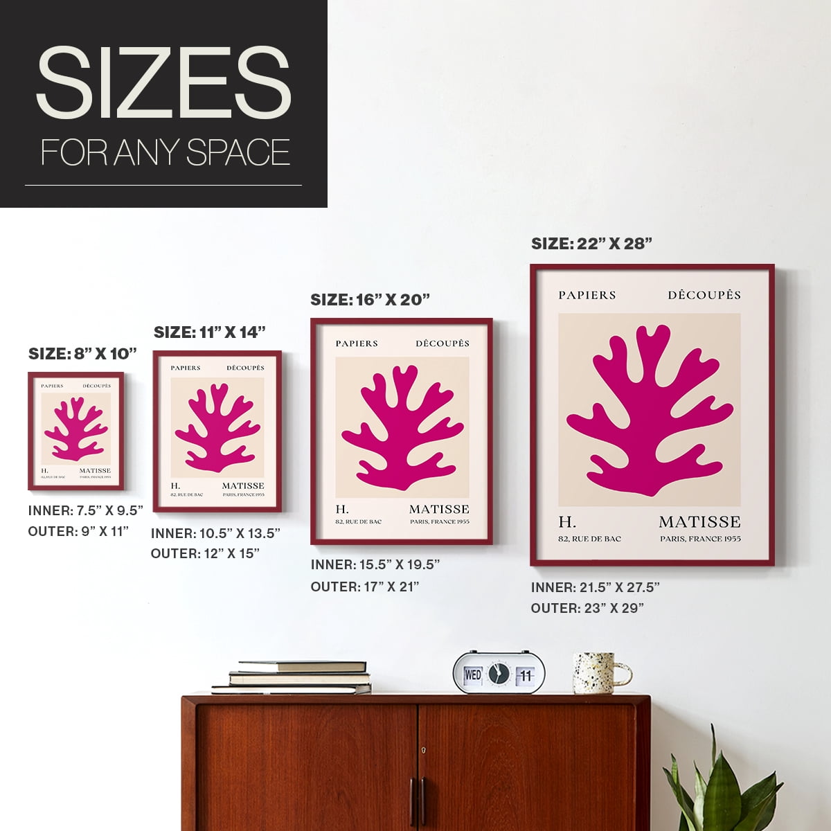 Matisse CLXI Framed Print in Red Solid Wood 11 x 14 Framed Print