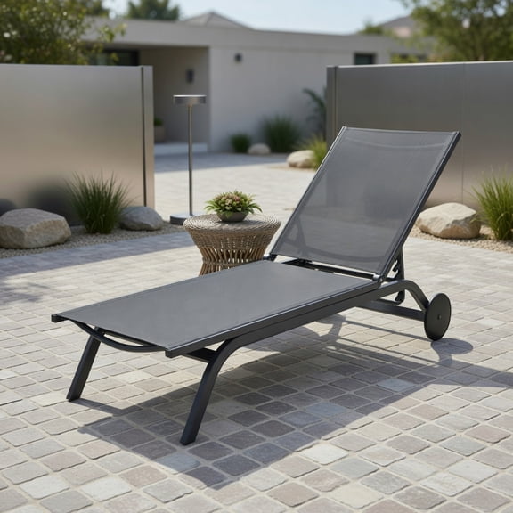 YYAo Chaise Lounge Chair Outdoor, Outdoor Chaise Lounge,6-Position Adjustable Fabric Outdoor Patio Recliner Chair-Gray
