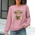 thumbnail image 2 of Waffle Sweatshirts for Womens Christmas Loose Crewneck Long Sleeve Shirts Christmas Cow Printed Sweaters Casual Fashion Xmas Holiday Party Pullover Tops, 2 of 6