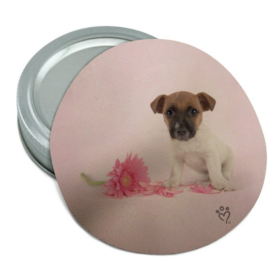 Jack Russell Terrier Puppy Dog Flower Round Rubber Non-Slip Jar Gripper Lid Opener