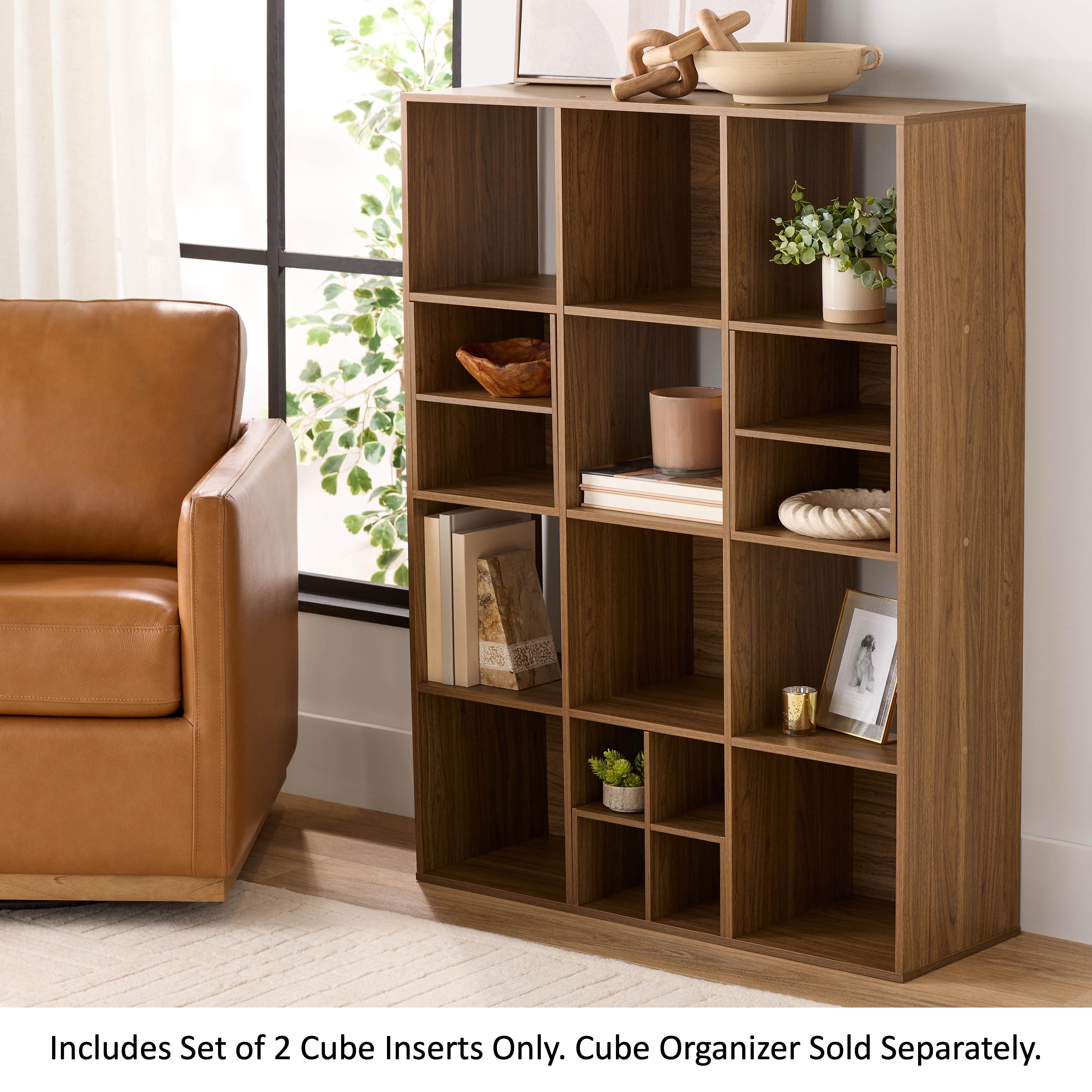 Mainstays Cube Storage H Inserts, Set of 2, Warm Walnut