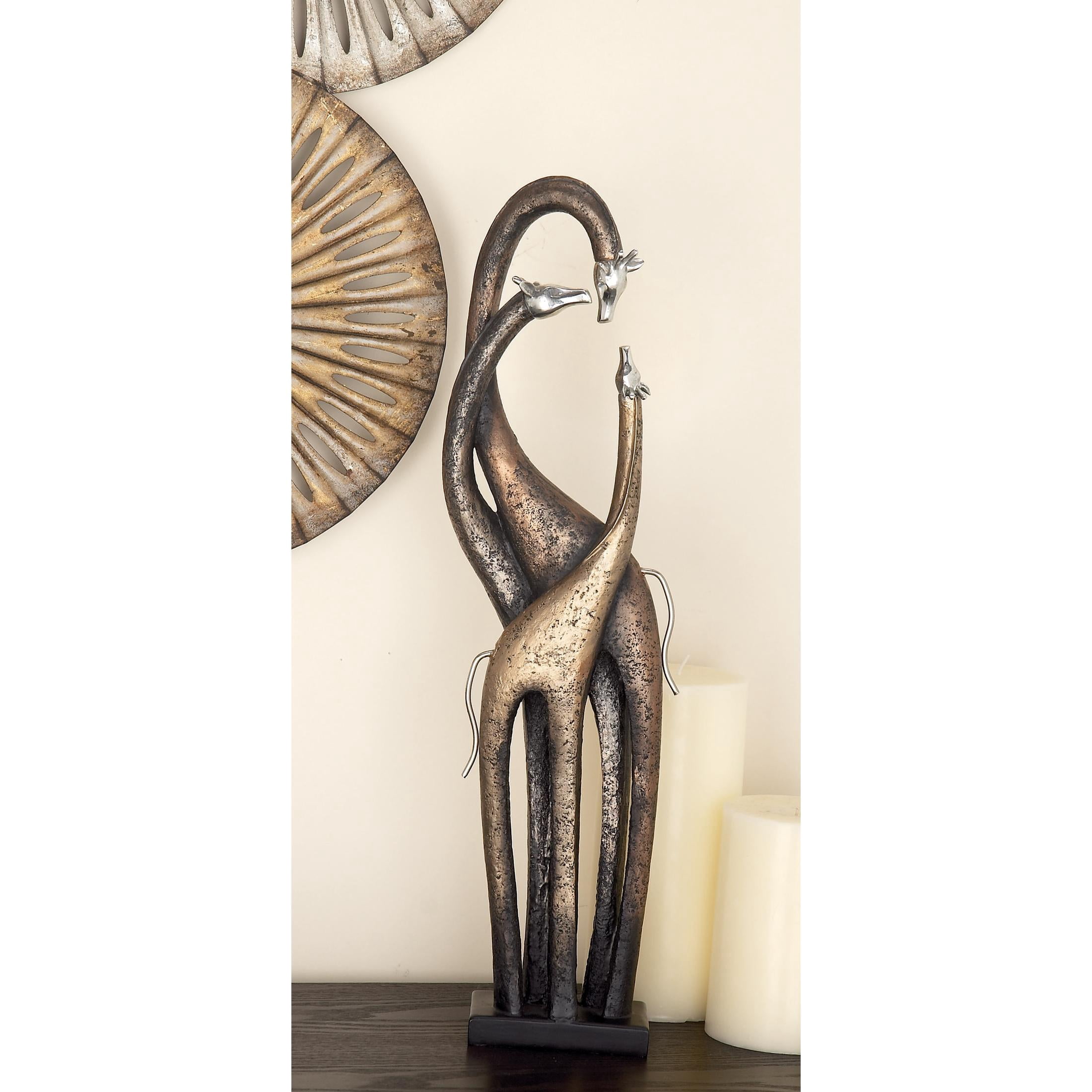 5" x 22" Brass Polystone Giraffe Sculpture, by DecMode