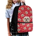 thumbnail image 3 of KUIFORTI Cute Puppy Print Kids Big Capacity Backpack 17 Inch Schoolbag Container Bag with Multi-pockets and Adjustable Strap Foam Padding, Red, 3 of 6