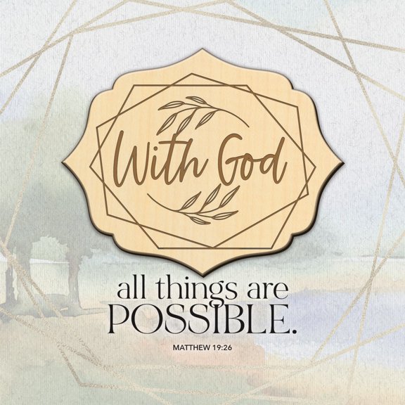 DEXSA With God All Things Meadow Wood Plaque 6 inches x 6 inches