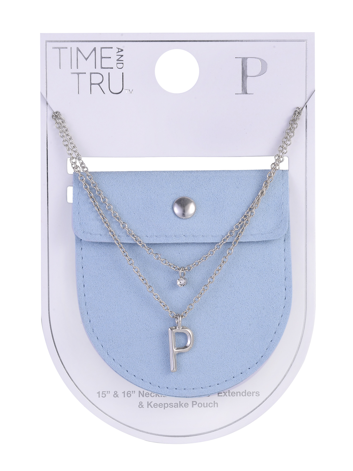 Time and Tru Silvertone Rolo Chain 2 Row Initial "P" Pendant Necklace