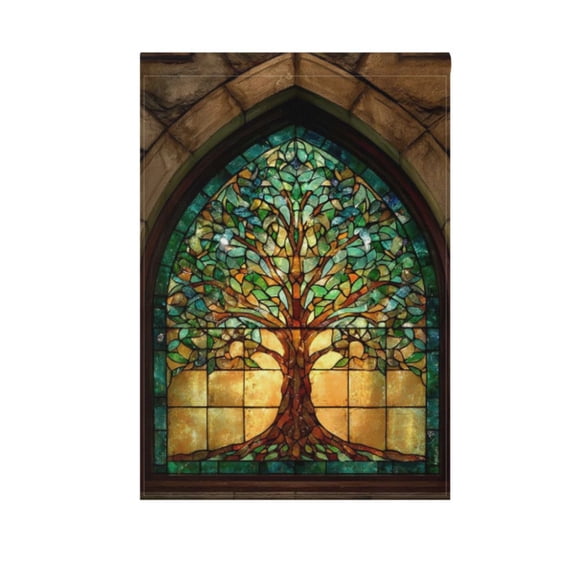 Glass Green Tree Of Life Garden Flag Double Sided 12 x 18/28 x 40 Inch Yard Flag Home Outdoor Yard Patio Lawn Decor