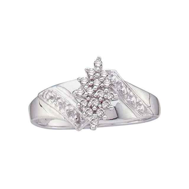 10kt White Gold Womens Round Diamond Cluster Ring 1/10 Cttw
