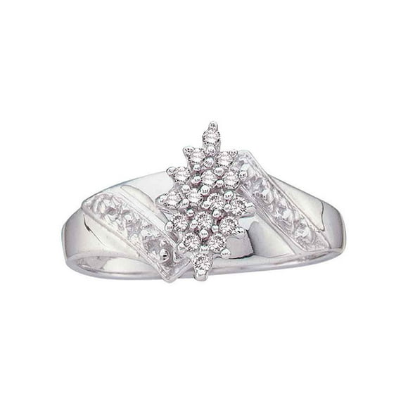 10kt White Gold Womens Round Diamond Cluster Ring 1/10 Cttw