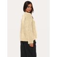 thumbnail image 2 of Women'S Tie Front Cropped Cardigan Sweater V-Neck Open Front Sweater Crochet Cable Ribbed Knit Top  S, 2 of 6