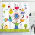 thumbnail image 1 of Ferris Wheel Shower Curtain, Nursery Theme Amusement Park with Castle Balloons Animals Riding Ferris Wheel, Fabric Bathroom Set with Hooks, 69W X 84L Inches Extra Long, Multicolor, by Ambesonne, 1 of 3