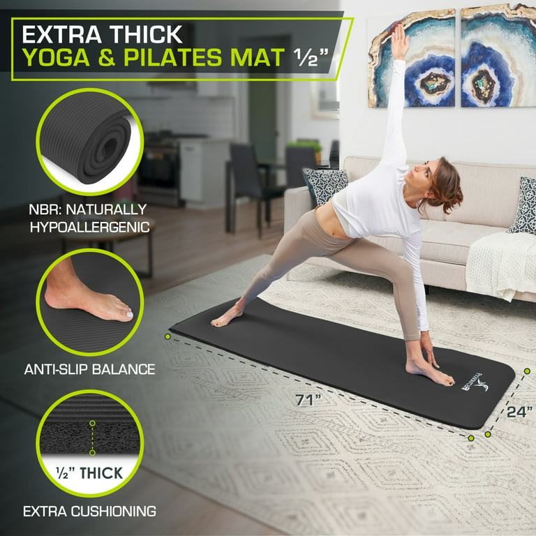 ProsourceFit Extra Thick Exercise Workout Yoga Pilates Mat for Adults 1 2 inch or 1 inch Thick for Fitness Walmart