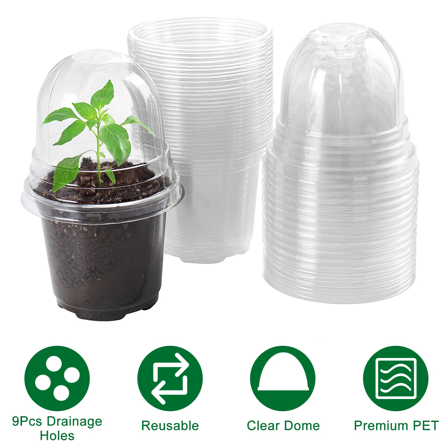 30Sets Plant Nursery Pots, iMounTEK 3.5 Inch Reinforced Clear Nursery