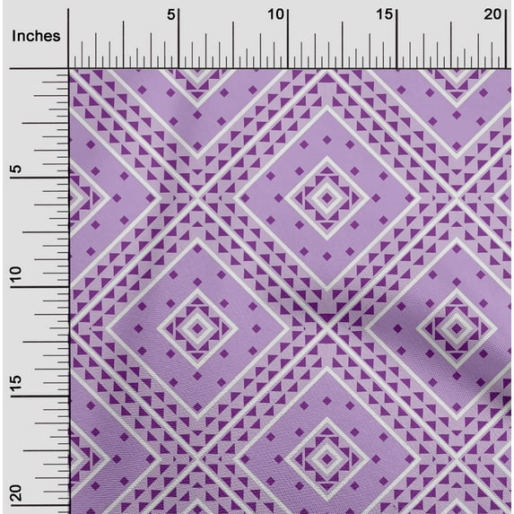 oneOone Organic Cotton Poplin Twill Fabric Diamond|Triangle & Check Geometric Print Fabric BTY 42 Inches Wide