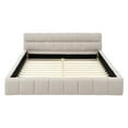 thumbnail image 3 of Queen Size Solid and Stable Upholstered Bed Frame with Thick Fabric, Chenille Fabric Grounded Queen Size Platform Bed with Headboard and Solid Frame, No Box Spring Needed(68''*86,5''*23,5'') (Beige), 3 of 11