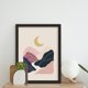 thumbnail image 5 of Cuadro de pared enmarcado con diseño de río de montaña bohemio, impresiones minimalistas en papel, póster de arte de pared lunar, impresiones artísticas, decoración de pared con marco negro, 5 of 8