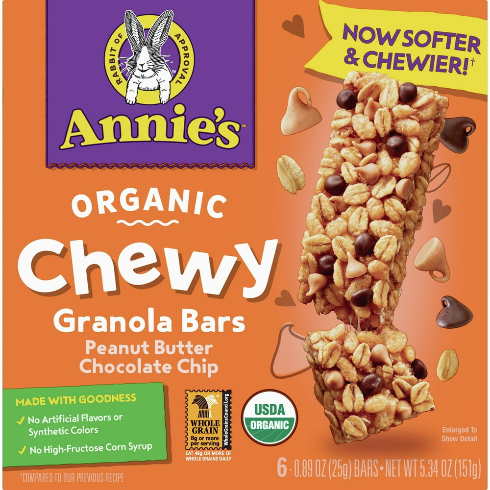 Annie's Organic Chewy PB Chocolate Chip Granola Bar 6 ct