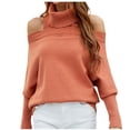 thumbnail image 2 of Qertyioot Oversized Sweaters for Women Turtleneck Ladies and Winter Solid Color Pullover Design Sweater Sleeve Top Sweater, 2 of 3