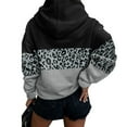 thumbnail image 6 of Zedker Casual Color Block Splicing Long Sleeve Hooded Sweatshirts for Women,Comfy Loose Leopard Print Fall Hoodies with Kangaroo Pocket,Black,L, 6 of 7