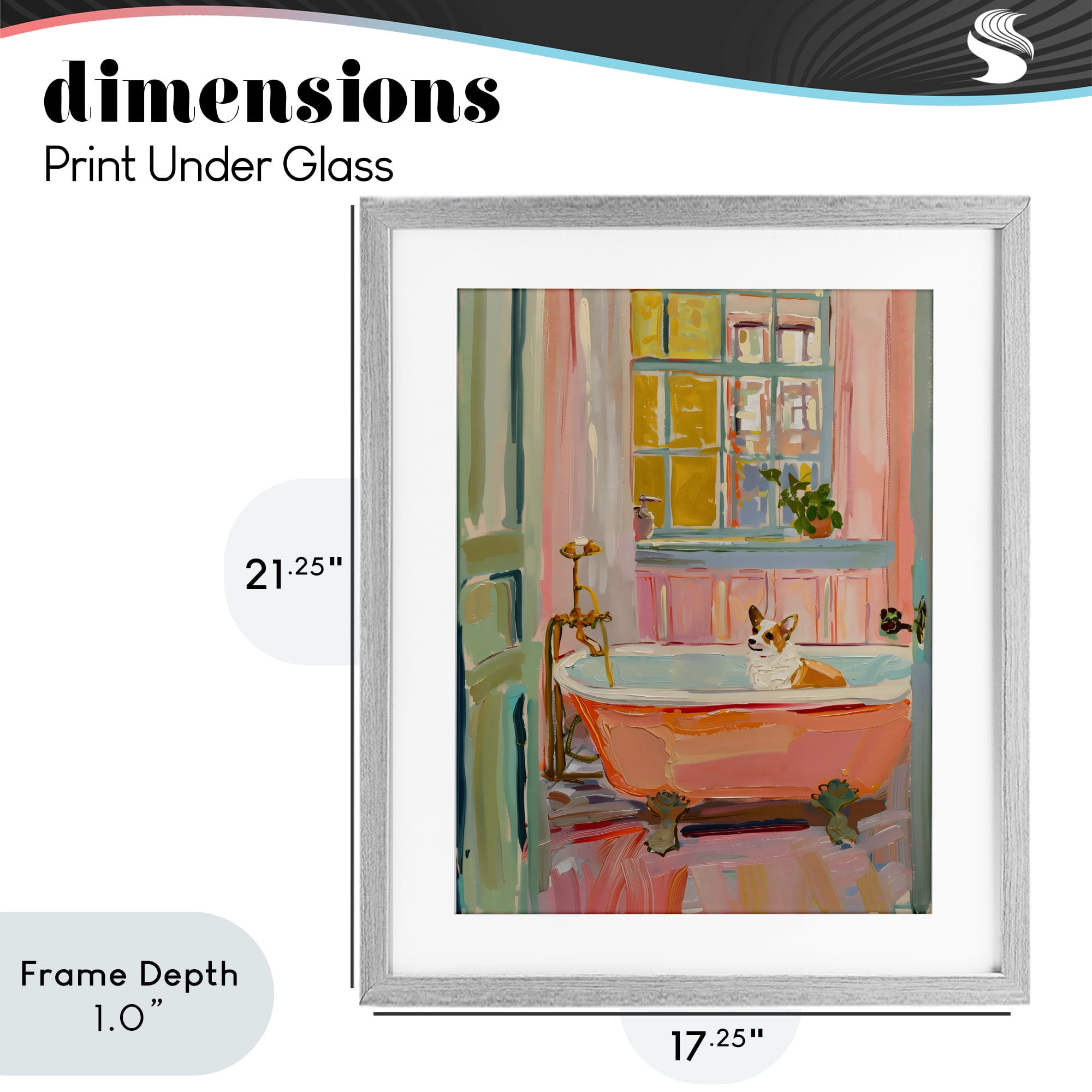 Stupell Industries Corgi in Bathtub Gray Framed Print Under Glass, design by The Prints Vibe