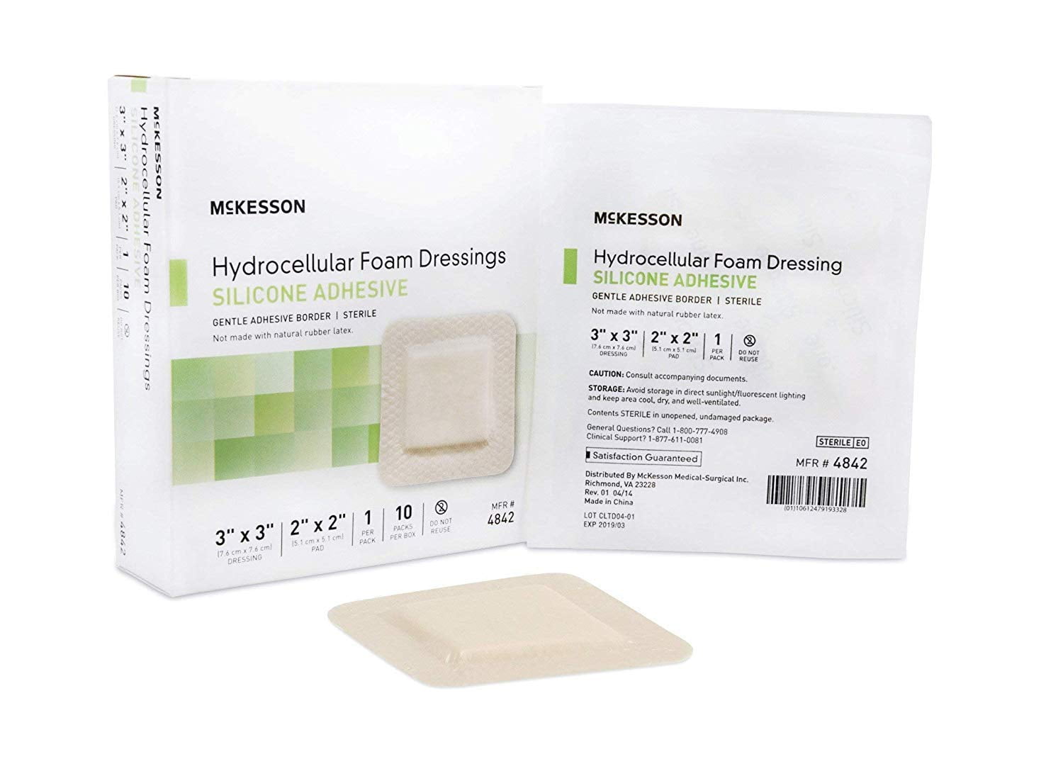McKesson Hydrocellular Sterile Foam Dressing Silicone Adhesive with