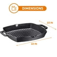 thumbnail image 3 of Bruntmor 10 Inch Square Cast Iron Grill Pan Steak Pan Pre Seasoned Grill Pan with Easy Grease Drain Spout, with Large Loop Handles for Grilling Bacon, Steak, and Meats, 3 of 6