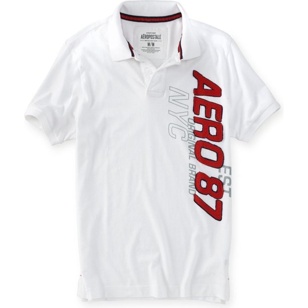 Polo de Rugby Aeropostale para hombre original Vertical NYC blanco XXL