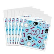 3dRose, Fitness Love Personal Trainer Pattern Blue, 6 Greeting Cards with envelopes